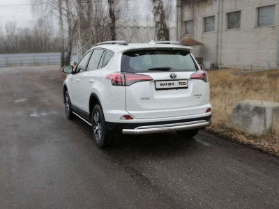 Защита заднего бампера овальная 75х42 мм для Toyota RAV4 № TOYRAV15-29