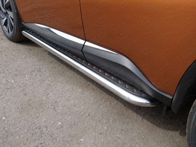 Пороги с площадкой алюминиевый лист 60 мм для Nissan Murano № NISMUR16-15
