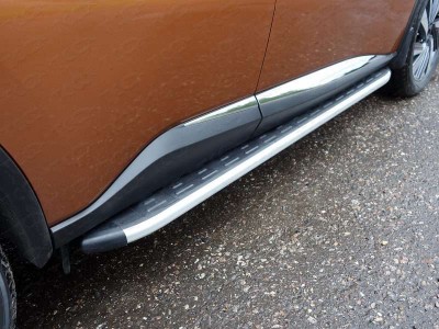 Пороги алюминиевые ТСС с накладкой для Nissan Murano № NISMUR16-19AL