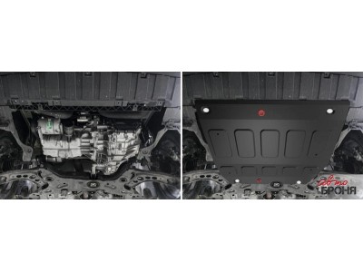 Защита картера (сталь) + комплект крепежа для BAIC X55 2022-н.в. (V - 1.5, робот, передний)