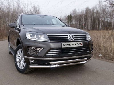 Защита передняя двойная с ДХО 60-60 мм для Volkswagen Touareg № VWTOUAR14-15