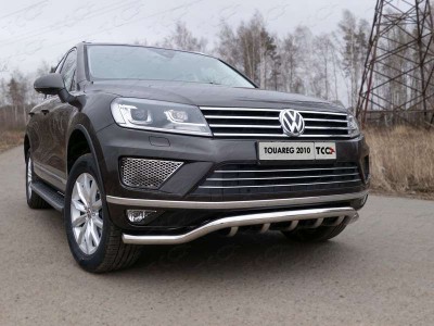 Защита передняя Кенгурятник 60-42 мм ТСС для Volkswagen Touareg 2014-2017