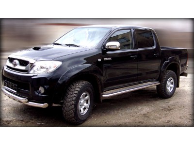 Пороги с листом d-43 Технотек для Toyota Hilux 2011-2015