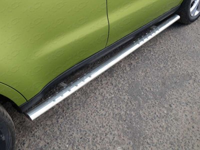 Пороги труба овальная с проступью 75х42 мм для Kia Soul № KIASOUL14-11