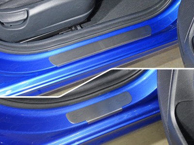 Накладки на пороги шлифованный лист 4 штуки для Kia Rio № KIARIO17-02