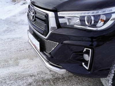 Защита переднего бампера 76 мм ТСС для Toyota Hilux Exclusive 2018-2021