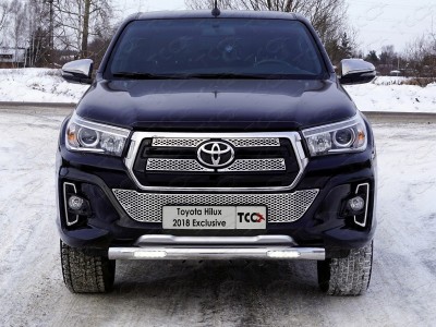 Защита переднего бампера с ДХО 76 мм для Toyota Hilux Exclusive № TOYHILUXEXC18-06