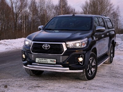 Защита передняя двойная 60-60 мм для Toyota Hilux Exclusive № TOYHILUXEXC18-07