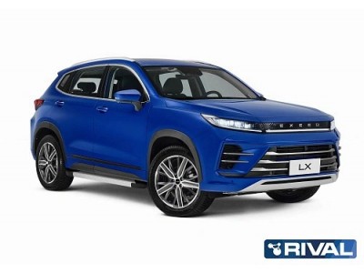 Порог-площадка "Silver" F180AL Rival + комплект крепежа Chery Tiggo 7 2019-2020, Chery Tiggo 8 2020-н.в., Chery Tiggo 8 Pro 2021-н.в.,Chery Tiggo 8 Pro Max 2022-н.в., Exeed LX 2022-н.в. 