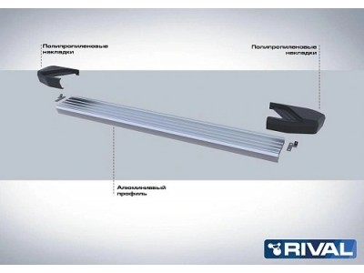 Порог-площадка "Silver" F180AL Rival + комплект крепежа Chery Tiggo 7 2019-2020, Chery Tiggo 8 2020-н.в., Chery Tiggo 8 Pro 2021-н.в.,Chery Tiggo 8 Pro Max 2022-н.в., Exeed LX 2022-н.в. 