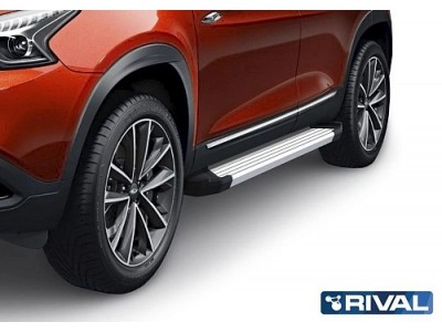 Порог-площадка "Silver" F180AL Rival + комплект крепежа Chery Tiggo 7 2019-2020, Chery Tiggo 8 2020-н.в., Chery Tiggo 8 Pro 2021-н.в.,Chery Tiggo 8 Pro Max 2022-н.в., Exeed LX 2022-н.в. 