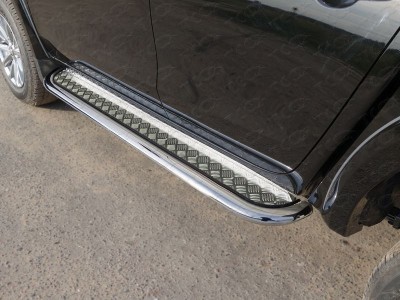 Пороги с площадкой алюминиевый лист 75х42 мм для Mitsubishi L200 № MITL20019-33