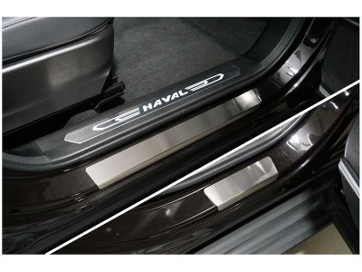 Накладки на пороги (лист шлифованный) 4шт для Haval F7X 2022 – н.в. HAVF7X22-05