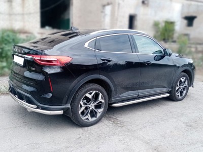 Защита заднего бампера двойная d-60+43 Технотек для Haval F7X 2022 – н.в.