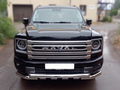 Защита переднего бампера d-76 с доп.накладками для Haval H9 2024-н.в.