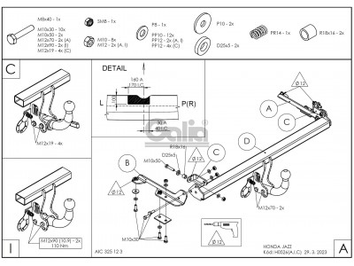 ТСУ Фаркоп оцинкованный Galia шар A для Honda Jazz № H052A