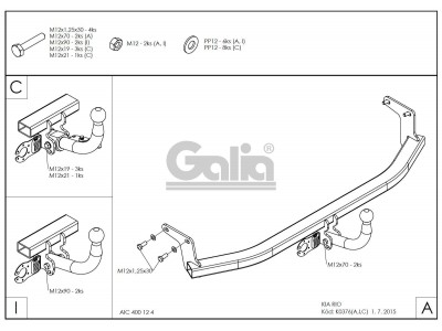 ТСУ Фаркоп оцинкованный Galia шар A для Kia Rio № K037A