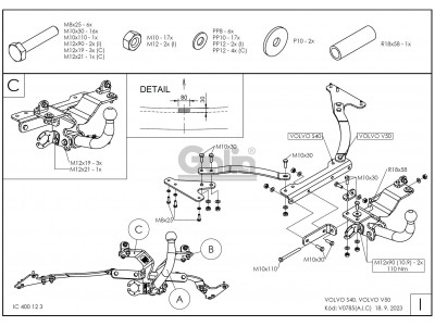 ТСУ Фаркоп оцинкованный Galia шар A для Volvo S40/V50 № V078A