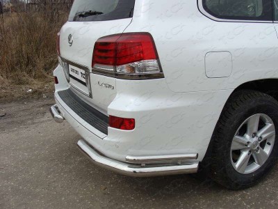 Защита задняя двойные уголки 76-42 мм ТСС для Lexus LX-570 2012-2015