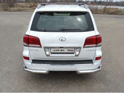Защита задняя двойные уголки 76-42 мм для Lexus LX-570 № LEXLX57012-03