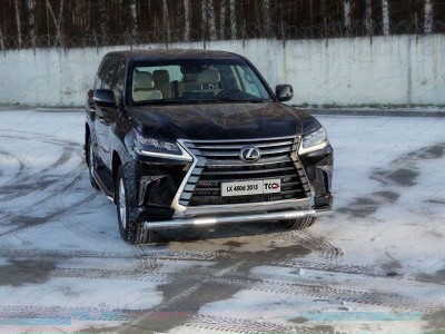 Защита переднего бампера с ДХО 76 мм для Lexus LX-570/450d № LEXLX450d15-13