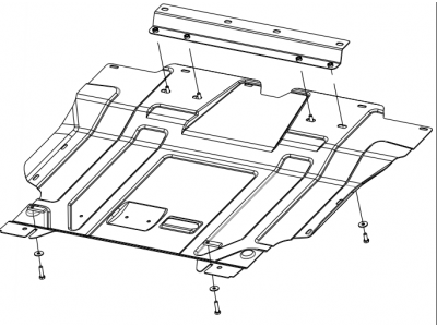Защита картера двигателя, КПП (2 мм, сталь) для Forthing T5 2024-н.в. (V = 1.5T AT FrontWD)