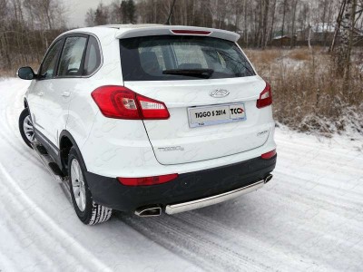 Защита заднего бампера овальная 75х42 мм для Chery Tiggo 5 № CHERTIG514-18