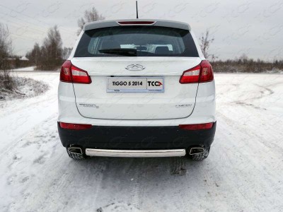 Защита заднего бампера овальная 75х42 мм ТСС для Chery Tiggo 5 2014-2021