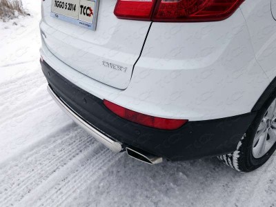 Защита заднего бампера овальная 75х42 мм ТСС для Chery Tiggo 5 2014-2021