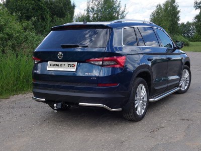 Защита задняя уголки 42 мм ТСС для Skoda Kodiaq 2018-2021
