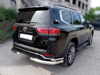 Защита заднего  бампера  "уголки" d-76+43 для Toyota Land Cruiser 300 70TH ANNIVERSARY 2021–н.в. LCN300_8.2