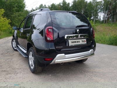 Защита заднего бампера овальная короткая 75х42 мм для Renault Duster № RENDUST15-16