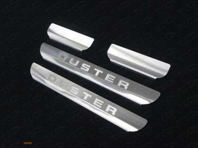 Накладки на пороги шлифованный лист надпись Duster для Renault Duster № RENDUST15-21