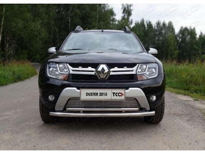 Защита передняя двойная 60/42 мм ТСС для Renault Duster 2015-2021