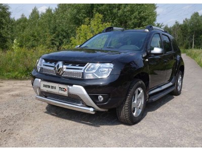 Защита передняя овальная 75х42 мм для Renault Duster № RENDUST15-06