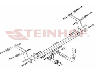 Фаркоп для Renault Duster 2WD, 4WD 2010-2015, 2015-2021, Renault Duster 2 2021-2022, Nissan Terrano 2014-2022 условно-съемное крепление шара №D-014