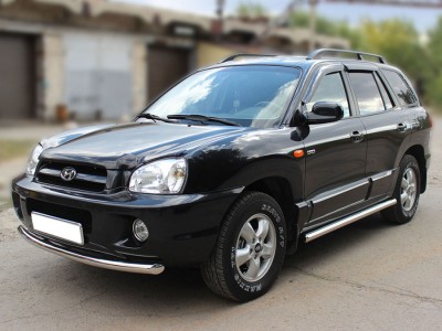 Защита переднего бампера одинарная d-60 Технотек для Hyundai Santa Fe Classic 2000-2012