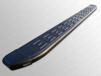 Пороги алюминиевые с пластиковой накладкой (карбон черные)  1720 мм для Hyundai Santa Fe 2010-2011 HYUNSF10-11BL