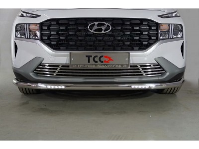 Защита передняя нижняя (с ДХО) 60,3 мм для Hyundai Santa Fe IV Рестайлинг 2020 – 2023 HYUNSF21-29