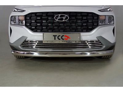 Защита передняя нижняя (овальная) 75х42 мм ТСС для Hyundai Santa Fe IV Рестайлинг 2020 – 2023