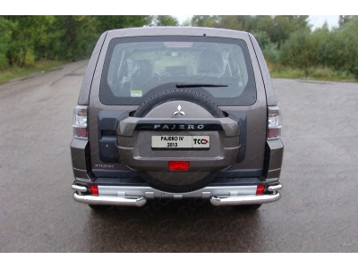 Защита задняя двойные уголки 76-42 мм ТСС для Mitsubishi Pajero 4 2011-2014