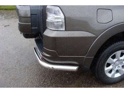 Защита заднего бампера уголки 76 мм ТСС для Mitsubishi Pajero 4 2011-2014