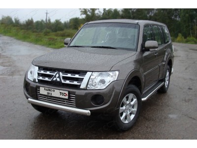 Защита передняя овальная 75х42 мм для Mitsubishi Pajero 4 № MITPAJ413-02