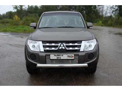 Защита передняя овальная 75х42 мм ТСС для Mitsubishi Pajero 4 2011-2014