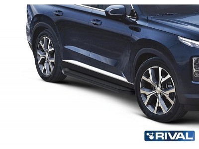 Порог-площадка "Premium-Black" A193ALB Rival  + комплект крепежа Hyundai Palisade 2020-н.в., Kia Telluride 2019-н.в. 