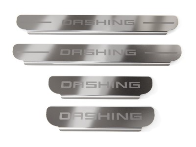 Накладки на пороги (лист шлифованный надпись Dashing) 4шт для Jetour Dashing 1.5T 2WD 2022 – н.в. JETDASH23-05
