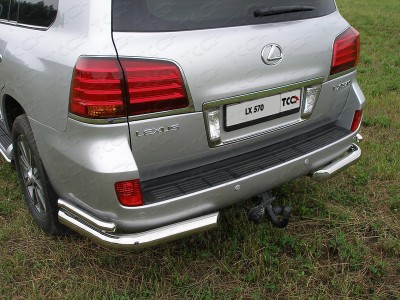 Защита задняя двойные уголки 76-42 мм для Lexus LX-570 № LEXLX570-03