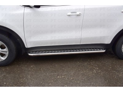 Защита порогов с алюм. площадкой d=51 мм (НПС) для Kia Sportage 2016-2022