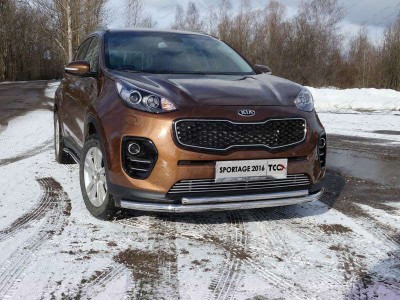 Защита передняя двойная 60-42 мм ТСС для Kia Sportage 2016-2018
