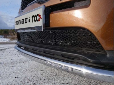 Защита переднего бампера с ДХО 60 мм ТСС для Kia Sportage 2016-2018